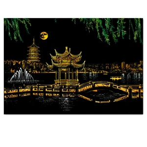 Hangzhou Scratch Night View Poster Sticker Deluxe Erase Black Scratch World Map Scratch Off Foil Layer Coating Painting as Gift