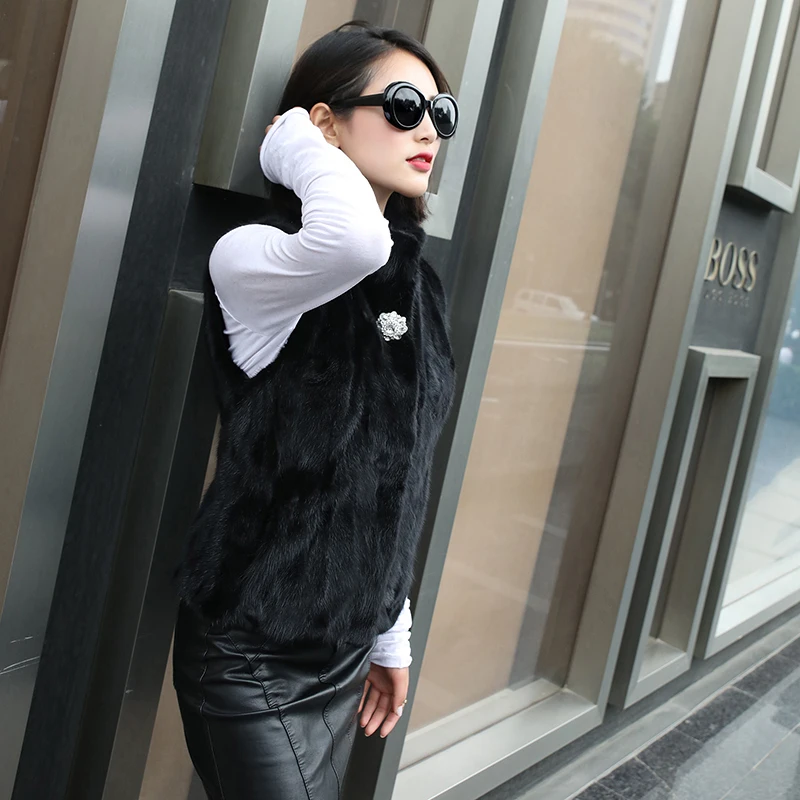 Новинка роскошный жилет из натурального меха норки лисы женская зимняя теплая