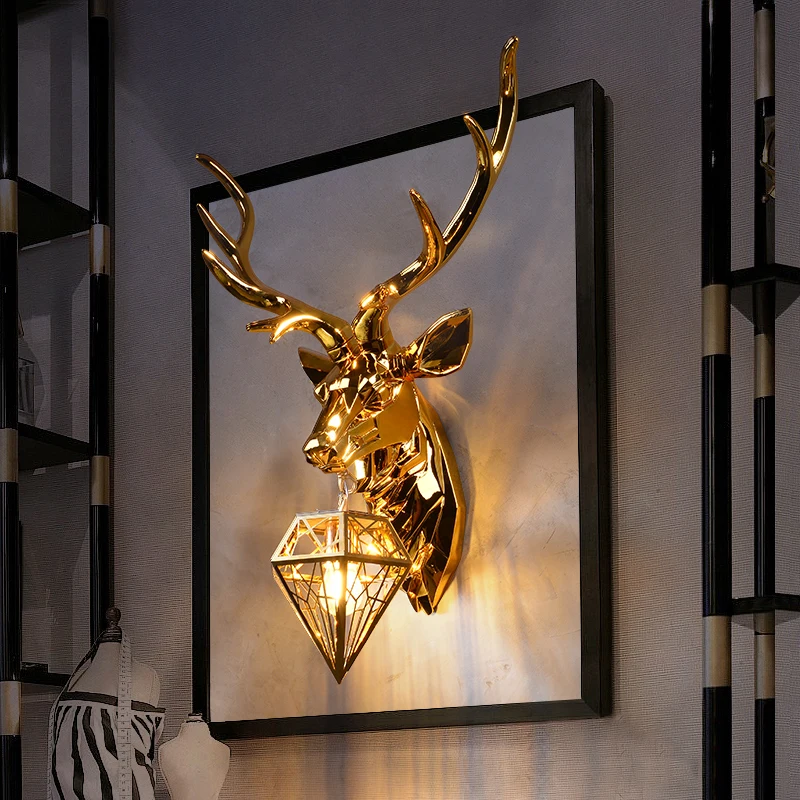 

Modern American Retro Deer LED Wall Lamps Antlers LED Wall Light Fixtures Living Room Bedroom Bedside Lamp Sconce Home Luminaire