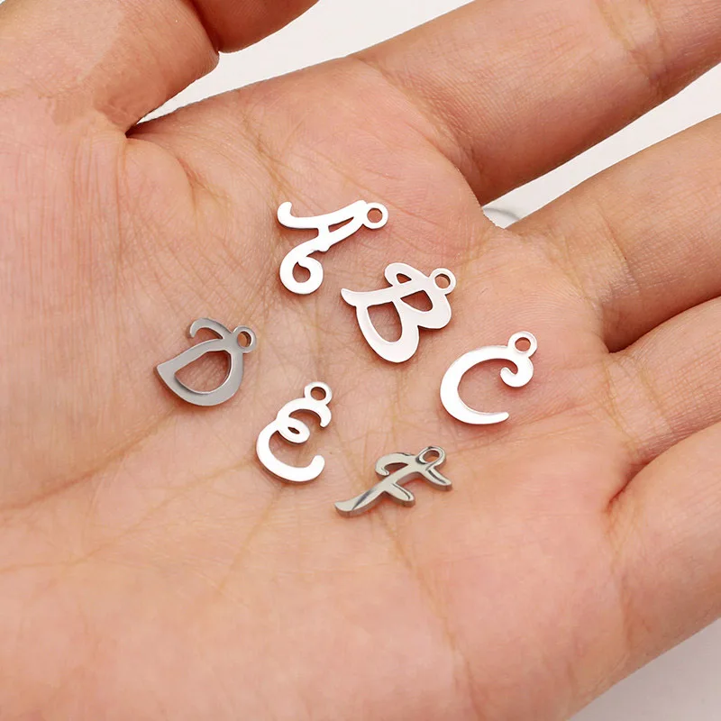 10pcs/lot Stainless Steel Initial Letter Charms Mini Lot for Necklace Bracelet Pendant DIY Making Jewelry Accesspries | Украшения и
