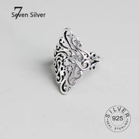 real 925 sterling silver finger rings for women china pattern trendy fine jewelry large adjustable antique rings anillos
