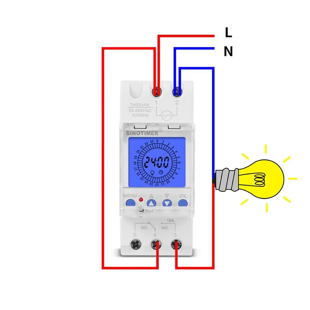 

16A/30A Big LCD Display Backlight Digital Weekly Programmer 85-265V 1NO + 1NC Cycle Time Controller DIN Rail