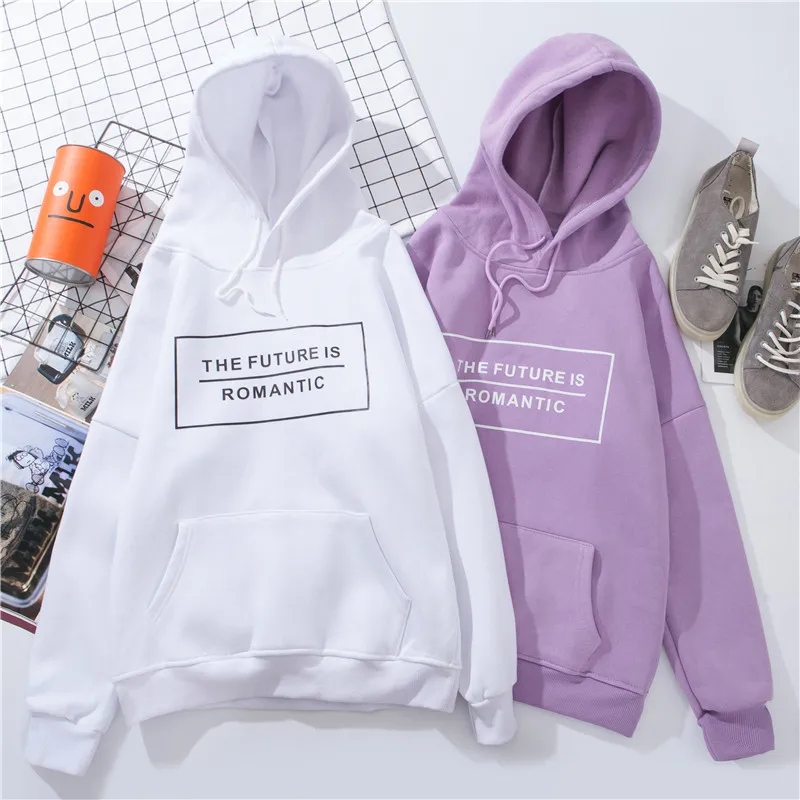 Новинка зимы Harajuku Женская толстовка с капюшоном черная розовая каваи с надписью пуловер белая большая толстовка белые топы WP508