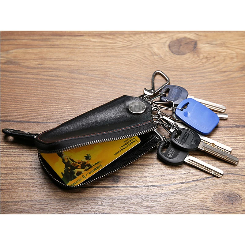 EUMOAN мужской и женский кожаный ключ на молнии Баотоу яловая кожа большая емкость