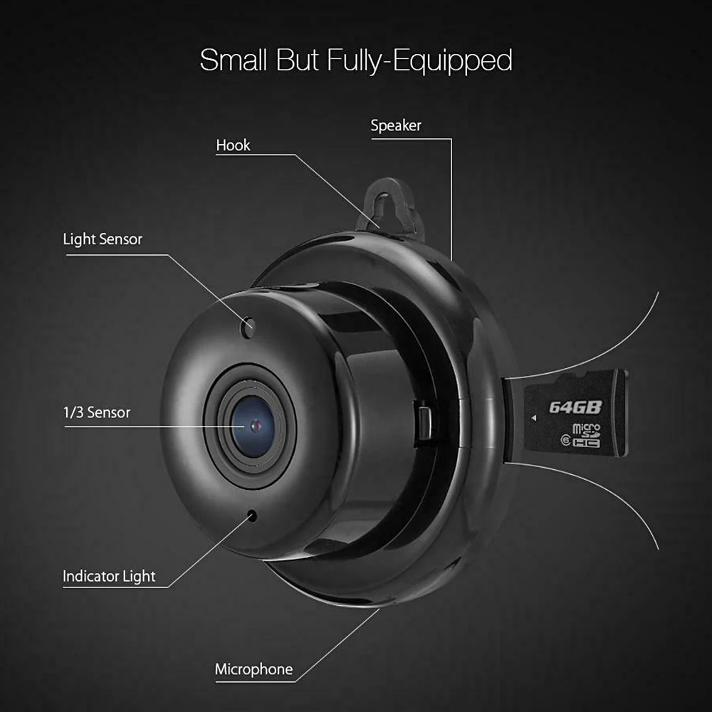 Мини wifi IP камера беспроводная домашняя безопасность Onvif 2.0MP HD CCTV IR ночное видение маленькая беспроводная микро камера