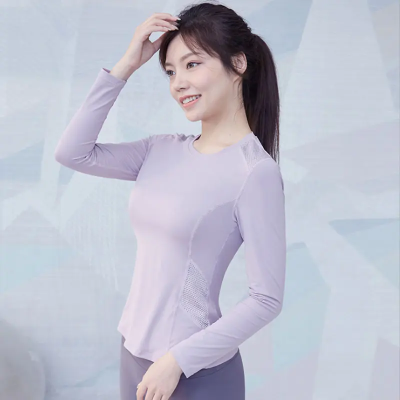 

Сексуальный женский спортивный однотонный высокоэластичный топ с буквенным принтом для спортзала йоги дышащие Футболки с длинным рукавом ...