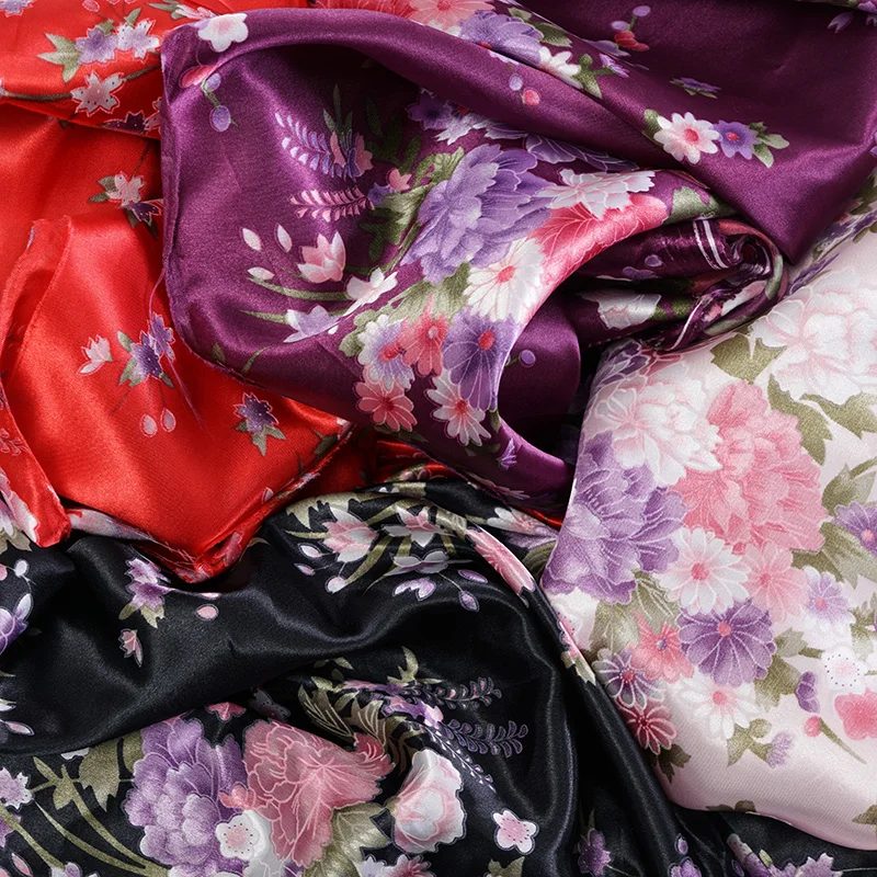 Винтажная атласная ткань с цветочным рисунком для шитья женщин Чонсам или пижамы