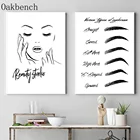 Эстетический плакат в форме бровей с принтом черно-белые ресницы на холсте художественная живопись в скандинавском стиле красавица декоративные картины