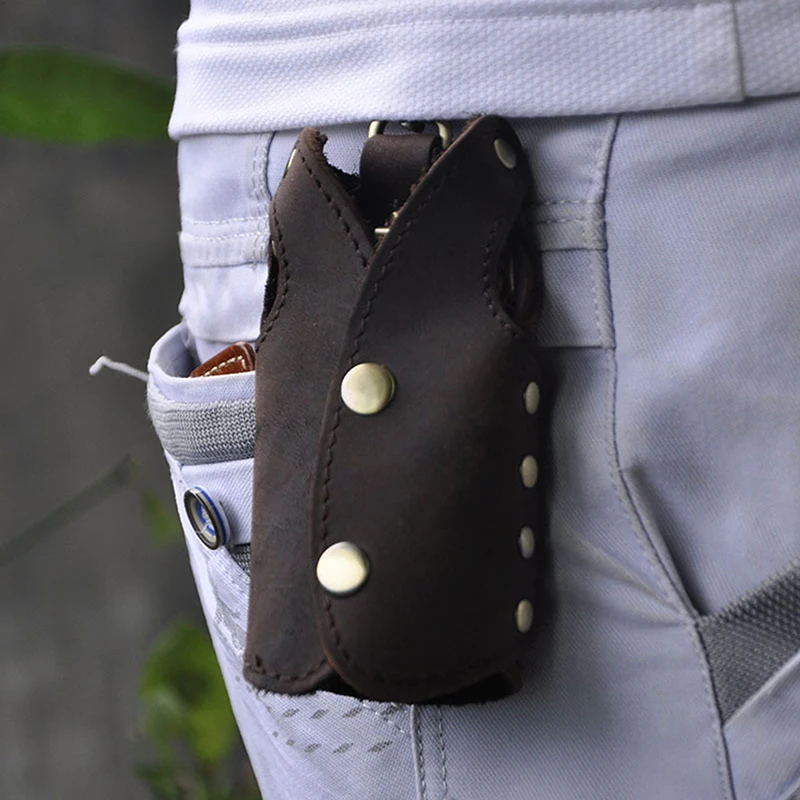 

Car Remote Control Bag Key Ring Box Casual Solid Color Pu Leather Fixed Chain Men's Fashion Key Bag Wallets
