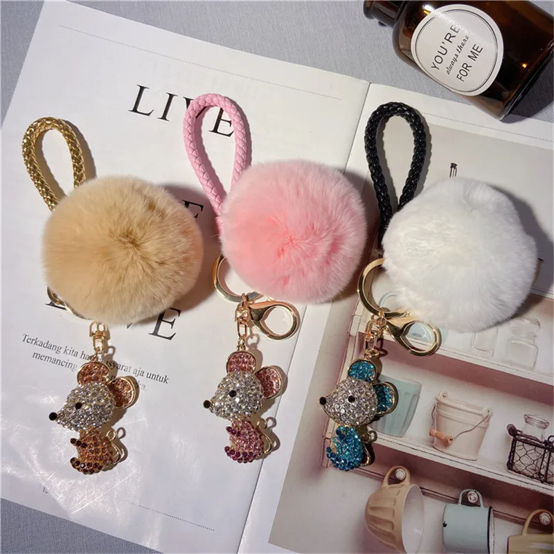 Новогодняя крыса зодиакальный год мультяшная мышь брелок с бриллиантами парная