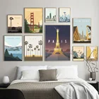 Иллюстрация настенная Картина на холсте Нью-Йорк Чикаго Париж башня скандинавские плакаты и принты настенные картины для декора гостиной