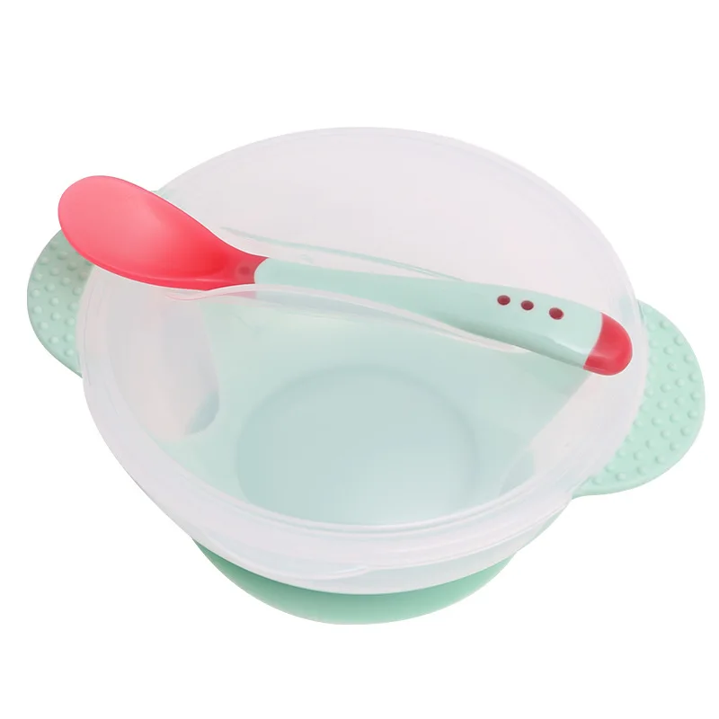 

Temperature Sensing Feeding Spoon Child Tableware Food Bowl Learning Dishes Service Plate/Tray Suction Cup Baby Dinnerware Sets