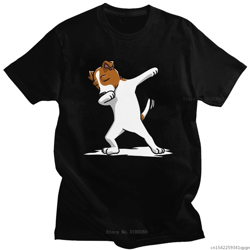 

Jack Russell Terrier Leisure T-shirt Short Sleeve Dabbing Dog Dab Dance Move Fitted Apparel Unisex Tee