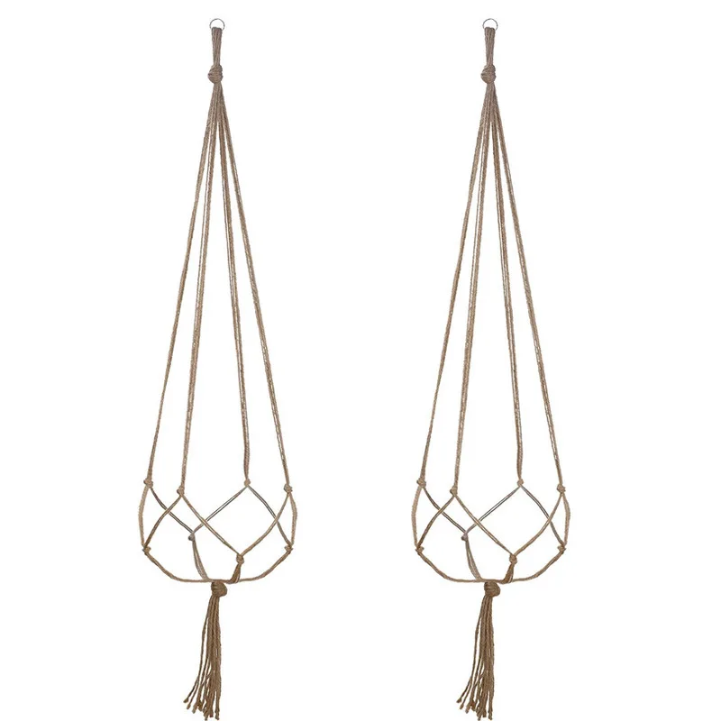 

1pcs Handmade Flower Pot Net Bag Braided Home Vintage Decor Plant Hanging Basket Knotted Rope Garden Plant Hanger Pot Tray