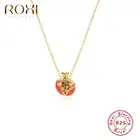 Красное эмалированное ожерелье ROXI подвеска с гранатом для женщин и девушек свадебный подарок на день рождения серебро 925 пробы ювелирные изделия золотая цепочка ожерелье чокер