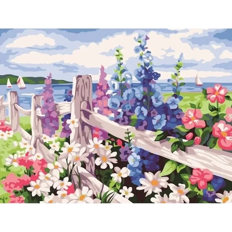

PhotoCustom Scenery Oil Painting By Numbers Kits Frameless Flowers 40x50cm Paint By Numbers Digital DIY Pictures On Canvas