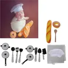 Реквизит для детской фотографии, белая растягивающаяся шляпа шеф-повара, креативный реквизит аксессуары для фотографирования новорожденных