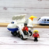 one set airline cargo plane wood train wood railway tracks accessories slot railway accessories original toys for kids gifts
