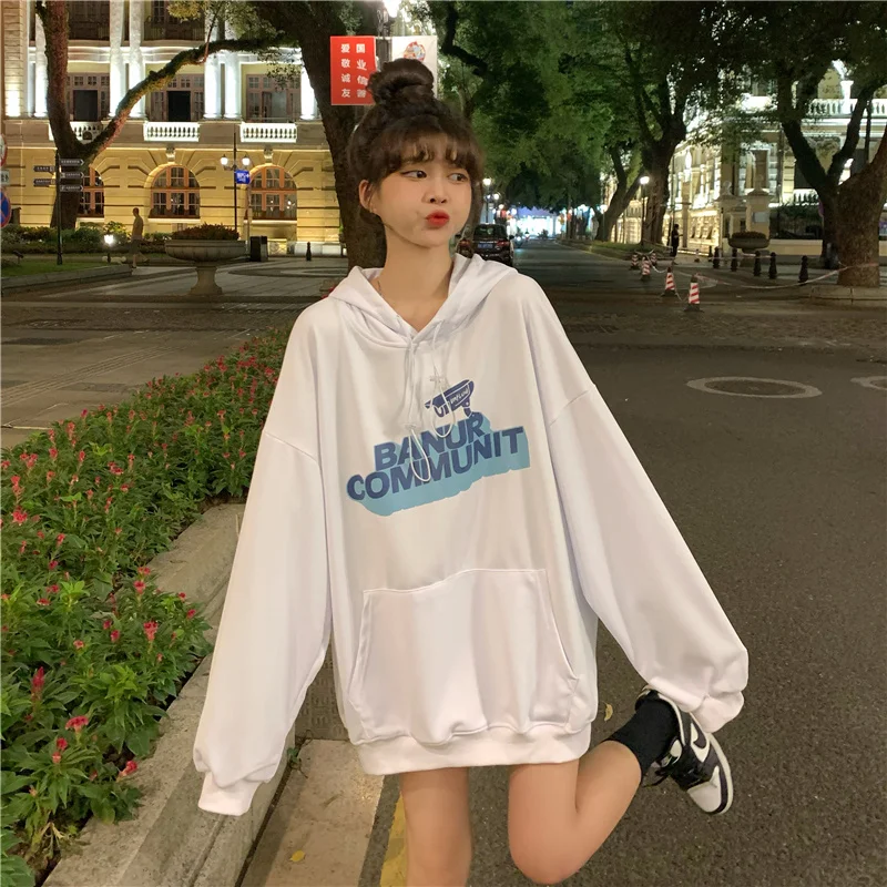 

Autumn Real Shot Cost-effective Korean Style Loose All-match Letters Printing
