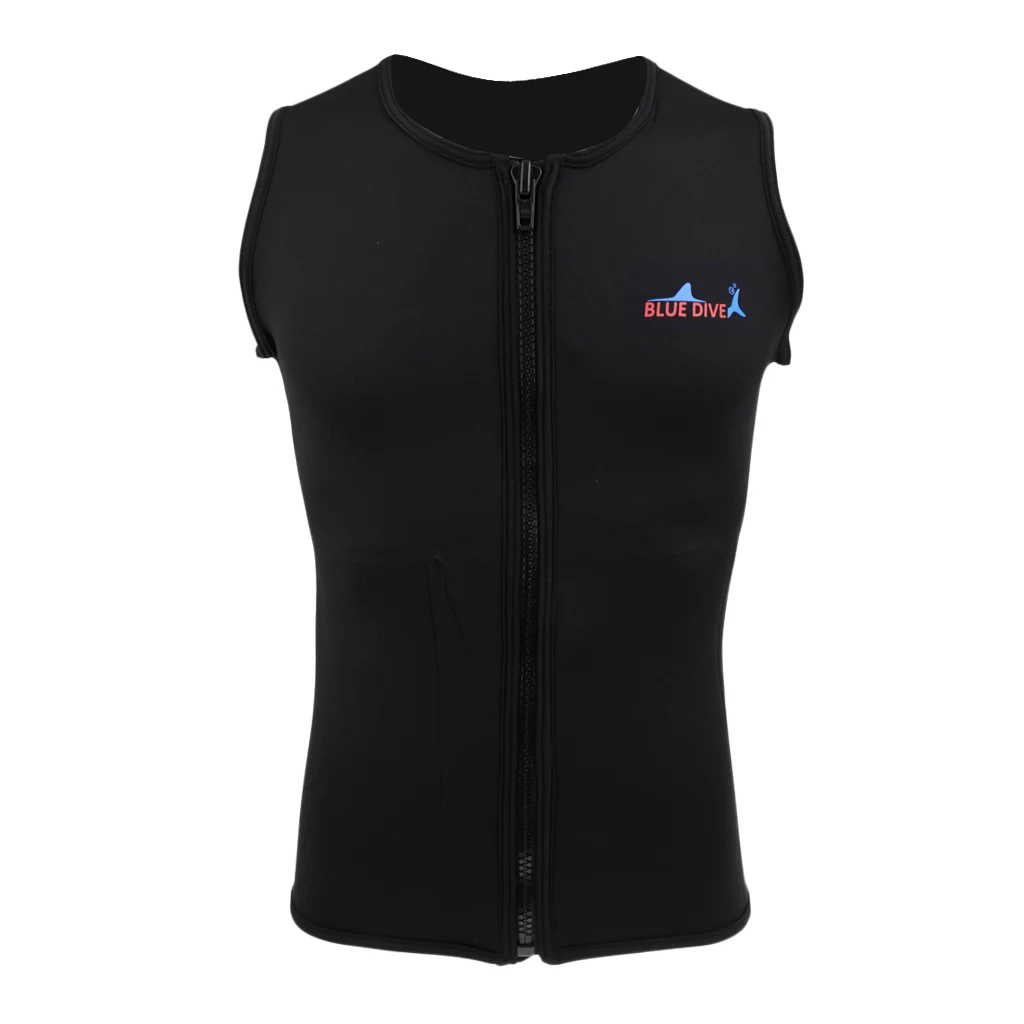 

Mens Womens 2mm Black Neoprene Wetsuit Vest Front Zipper Top Shirt Jacket for Diving Surfing Spearfishing Rashguard Snorkeling
