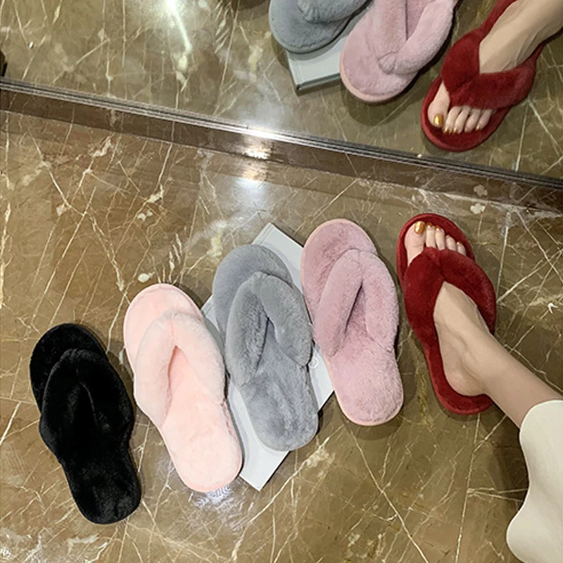 FVFV/Женские меховые шлепанцы на платформе Летние Женская пушистая обувь Женские