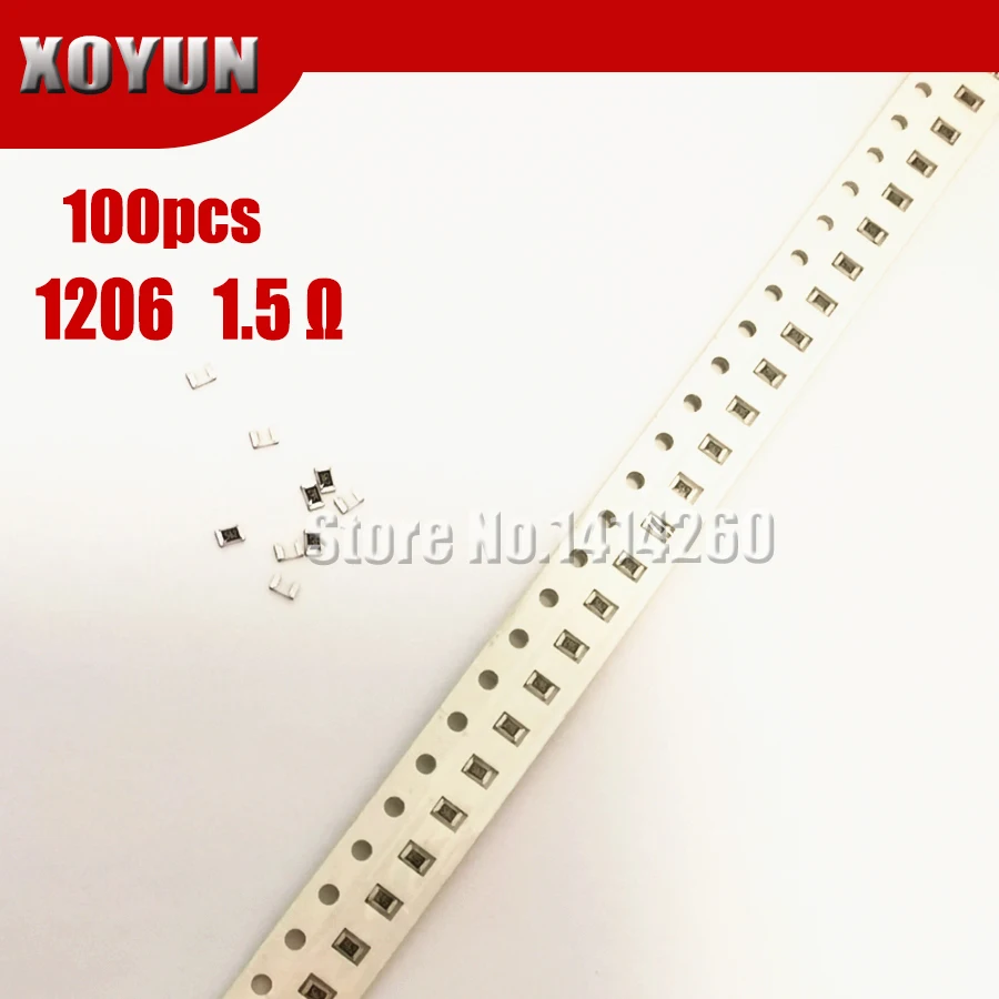 100 шт. 1206 SMD резистор 1% 1 5 ом чиповый 0 25 вт 1/4 1.5R 1R5|Резисторы| |