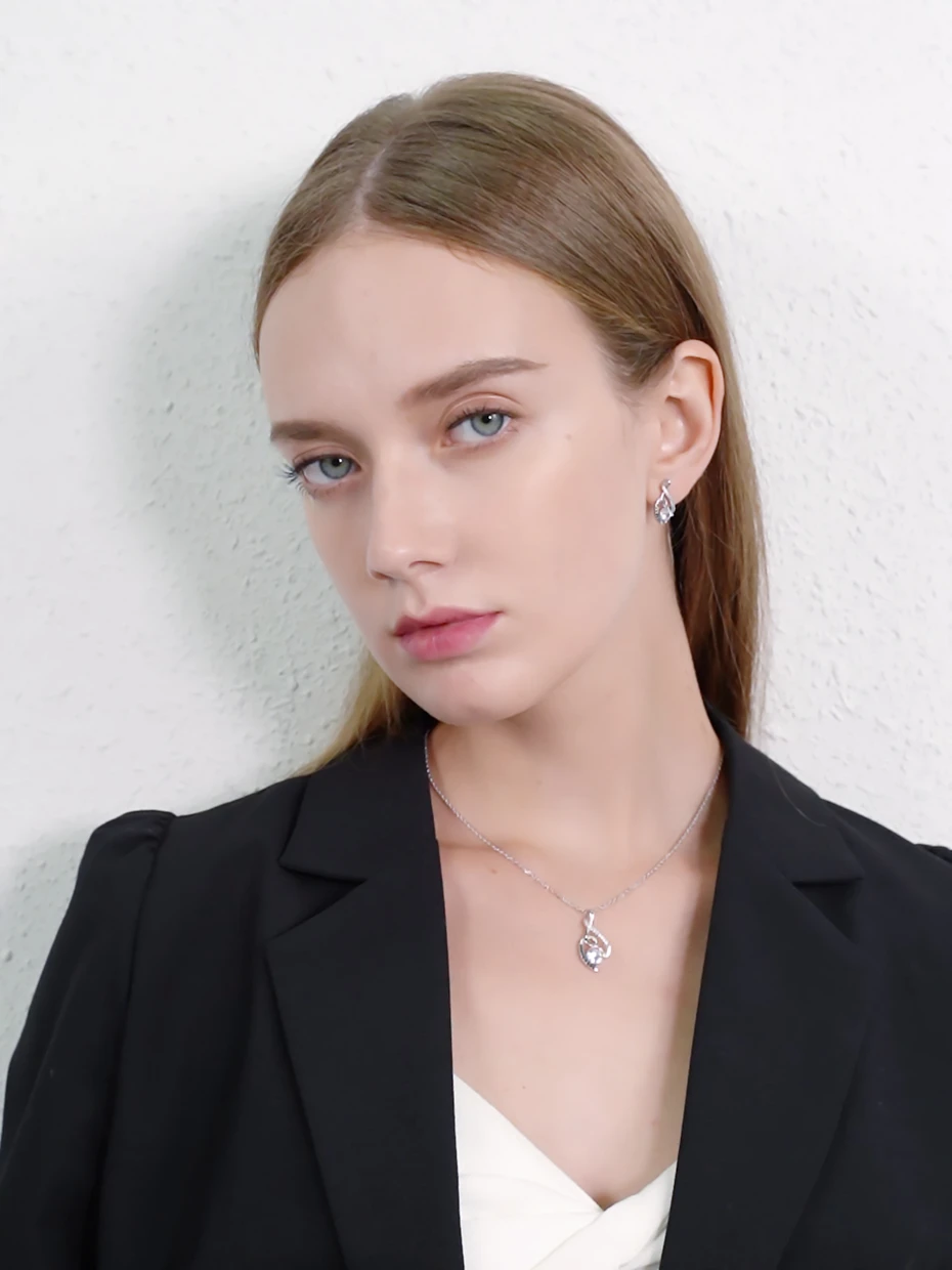 [BLACK AWN] Femme подлинные 925 пробы Серебряные Ожерелья Подвески Ювелирные изделия ЧЕРНЫЕ& ожерелье из белых камней женские ювелирные изделия P081
