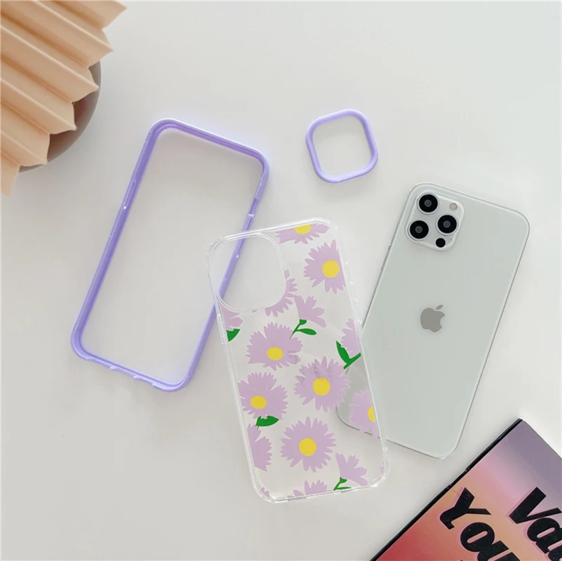 

Cute Flower Transparent Phone Case For iPhone 12 11 Pro Max 7 8 Plus X XR XS Max 12 Bumper Back Cover