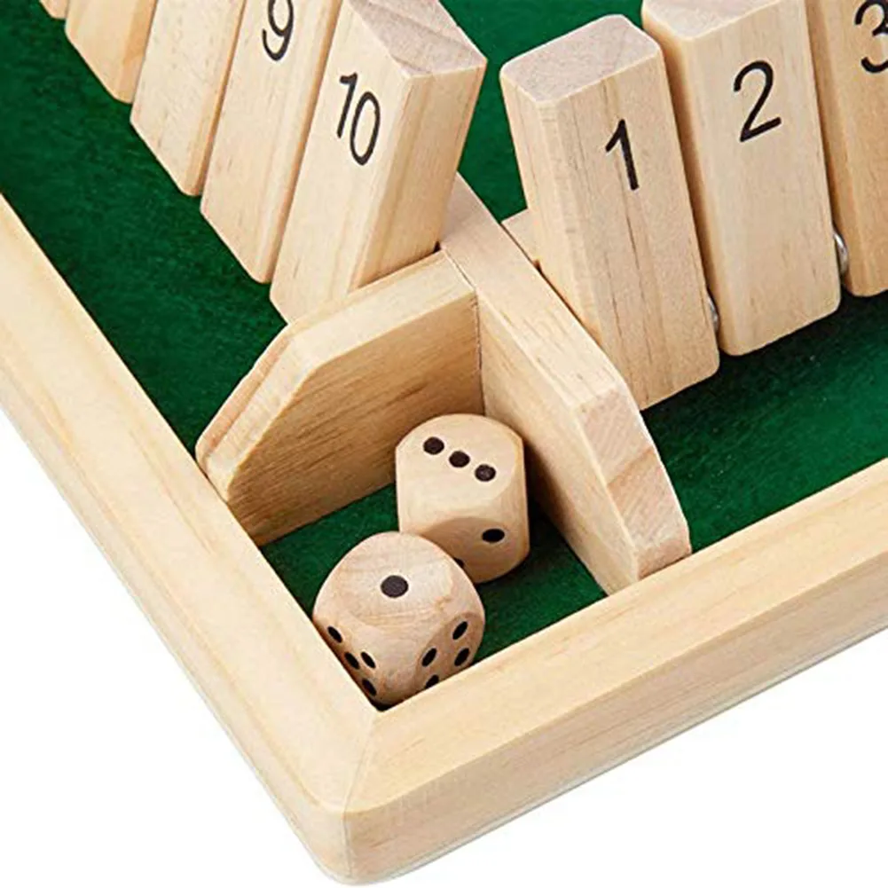 

Shut The Box Wooden Dice Gambling Number Board Game Digital Flop Four-sided Game Educational Learning Study Toy Gifts