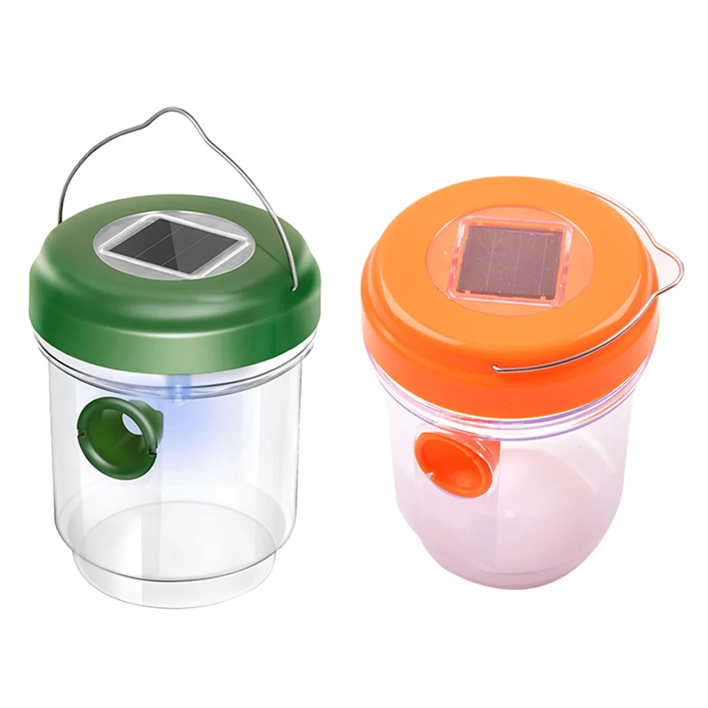 

2PCS Solar Powered Outdoor Insect Traps LED Wasp Trap Hanging Fly Catcher (Orange Green)