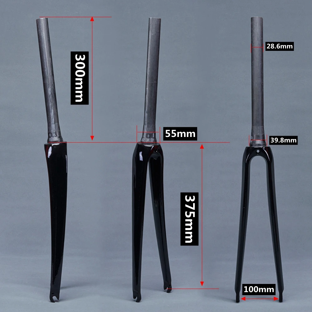 Полностью Карбоновая вилка для дорожного велосипеда 700C передняя коническая 1-1/8