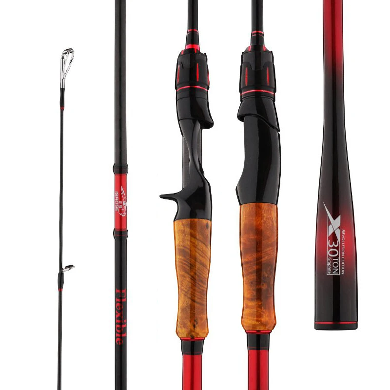 Flexible 30Ton Carbon 1.98m 2.13m  2.26m 2.44m Spinning Casting Fishing Rod 2 Section Fast Action L-MH Ajing Casting Spining Rod