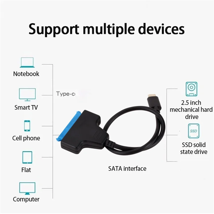 Переходник USB 3 1 с C на SATA высокоскоростной кабель-адаптер типа для жестких дисков