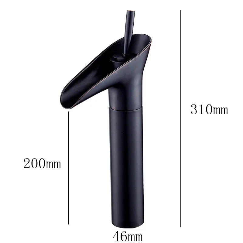 Латунный водопад Черный ORB Бронзовый смеситель для раковины настольного монтажа 360-градусное вращение одной рукоятки Одно отверстие для раковины Туалетный раковинный кран Ванная комната аксессуары.