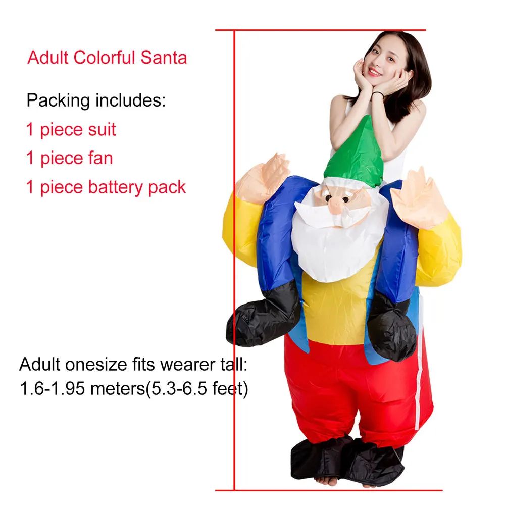 Colorful Santa Взрослый мужчина и женщина Рождество надувной цветной Санта Клаус езда олень Рождественская елка кукла индейки вечерние праздник веселье шоу - Цвет: Colorful Santa