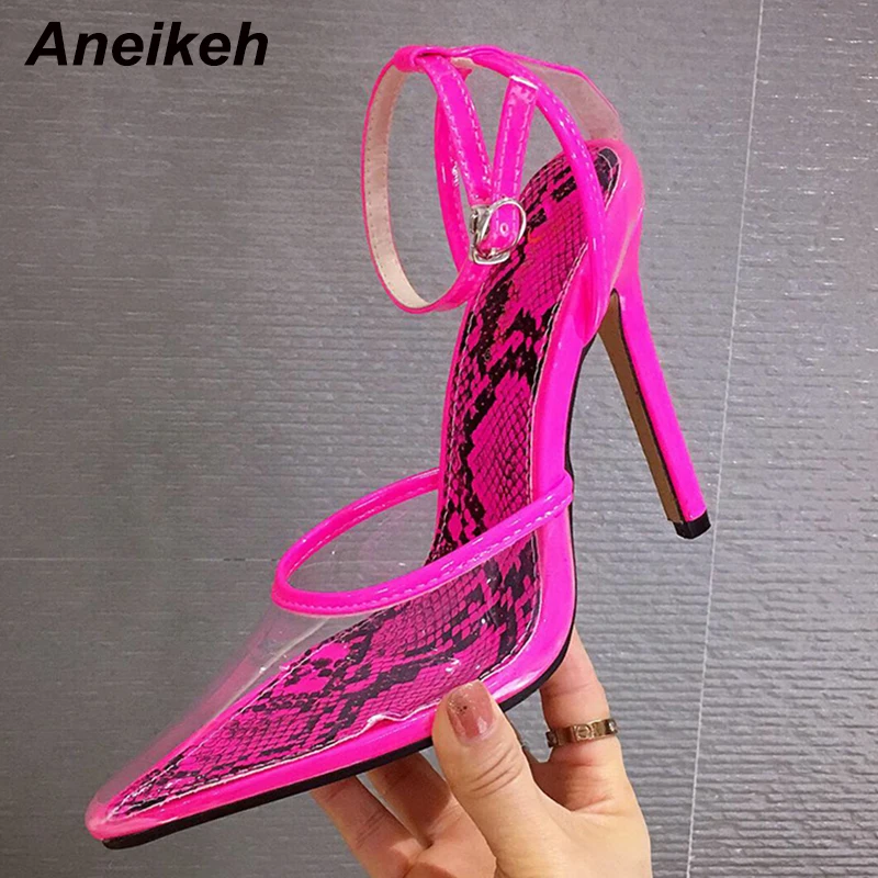 Сандалии Aneikeh из ПВХ женские пикантные босоножки гладиаторы розового цвета обувь