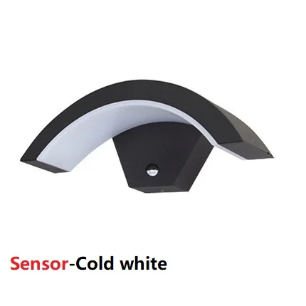 SensorCool White Moden Водонепроницаемый светодиодный бра для крыльца, настенные светильники, открытый IP65 датчик движения, лампа, ландшафтный прожектор, балкон, коридор, садовый Декор - Испускаемый цвет: SensorCool White