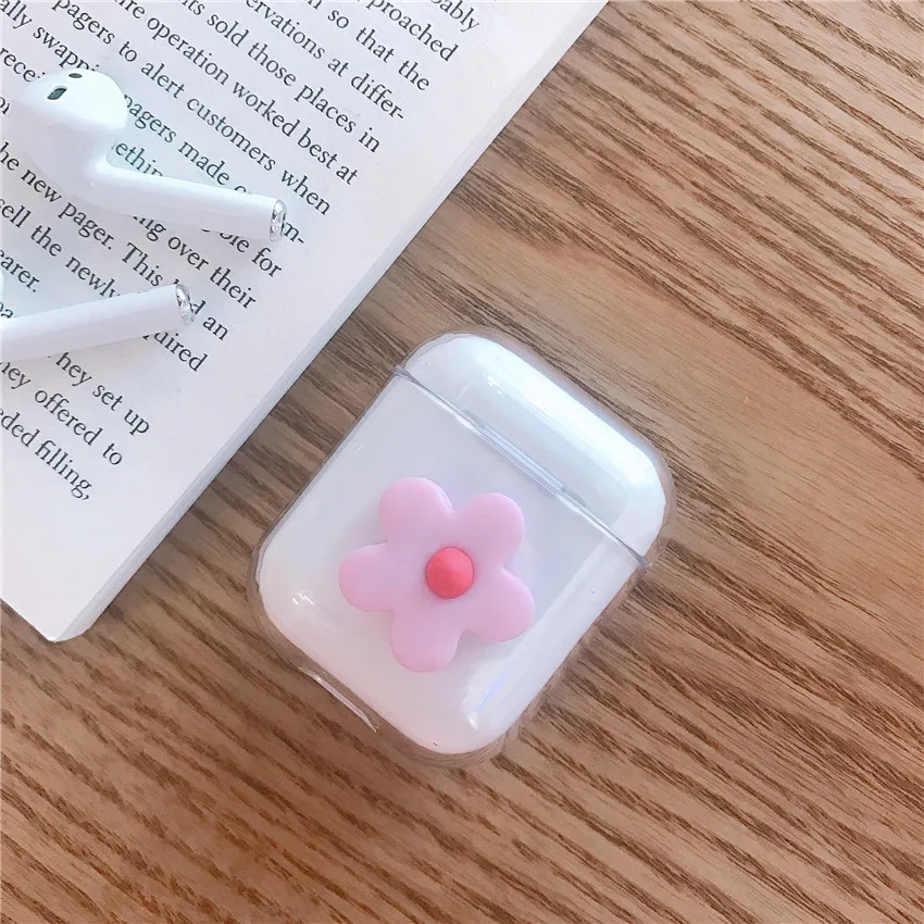 Роскошный чехол с цветочным рисунком для Airpods 1 2 прозрачный жесткий наушников