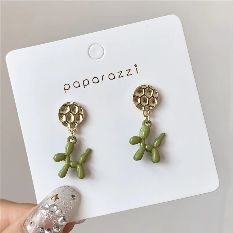 Серьги-гвоздики женские с воздушными шарами и собаками простые ювелирные