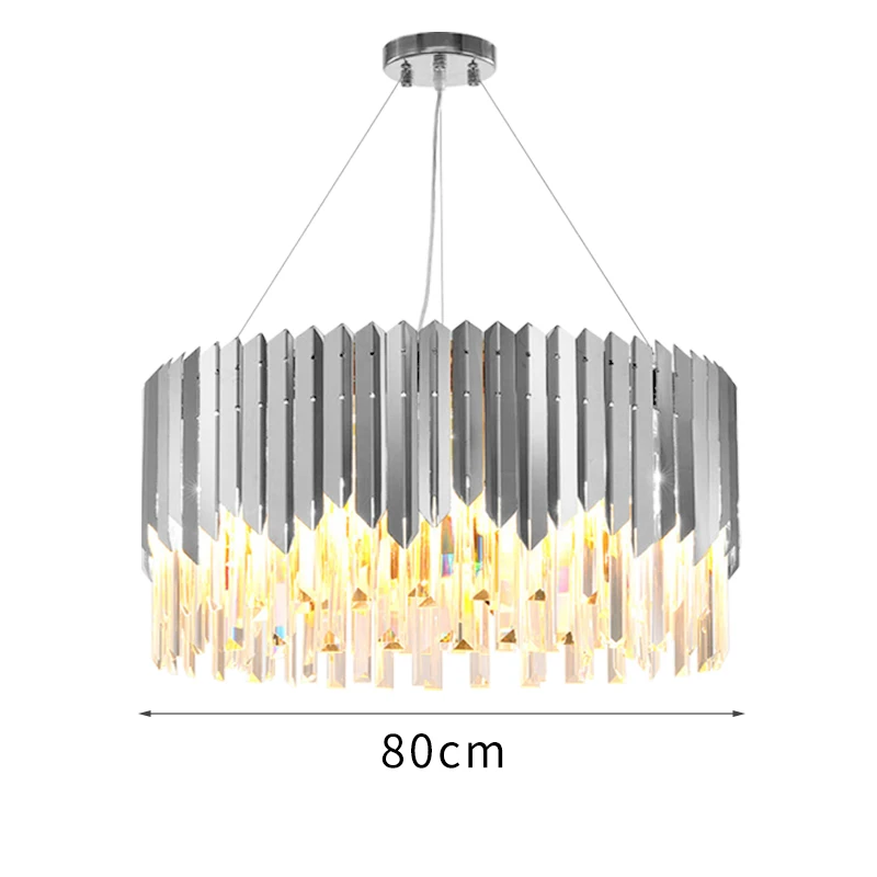 dia 80cm silver Маленький круглый золотой Хрустальный светодиодный Современный Люстра-светильник ing для кухни, столовой, спальни, прикроватный светильник, роскошные подвесные лампы k9 - Цвет абажура: dia 80cm silver