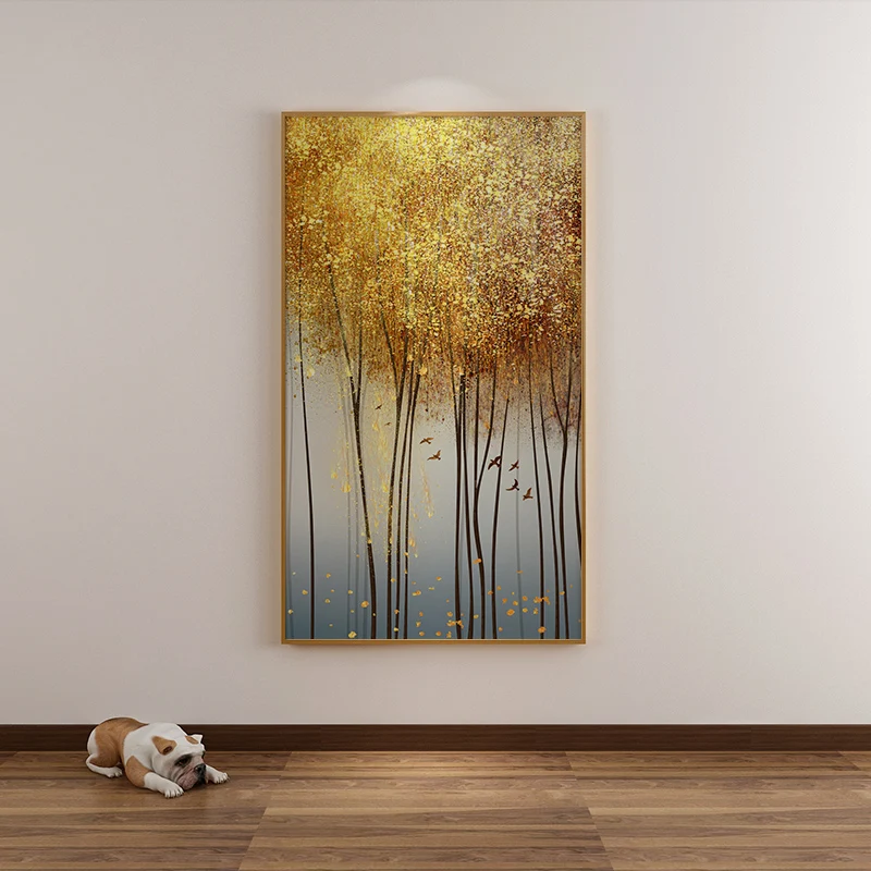 

Decorative Painting Light Luxury Hand-Painted Tree Oil Painting Living Room Entrance Corridor Hallway Model Room Wall bi gua hua