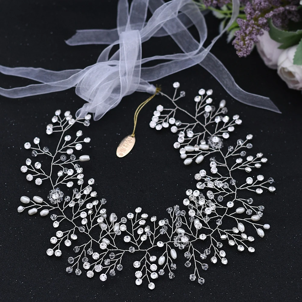 

TRiXY H10 Silver Golden Crystal Bridal Tiara Pearl Wedding Hair Accessories Wedding Headband Rhinestone Wedding Hair Jewelry