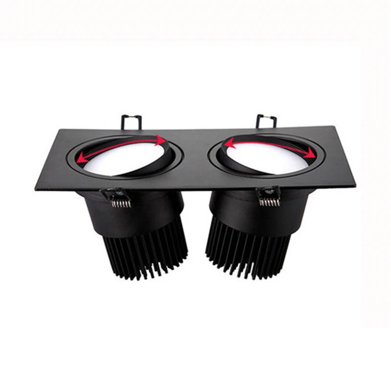 Двухголовые Черные Квадратные Диммируемые светильники 7 Вт 40 Светодиодный