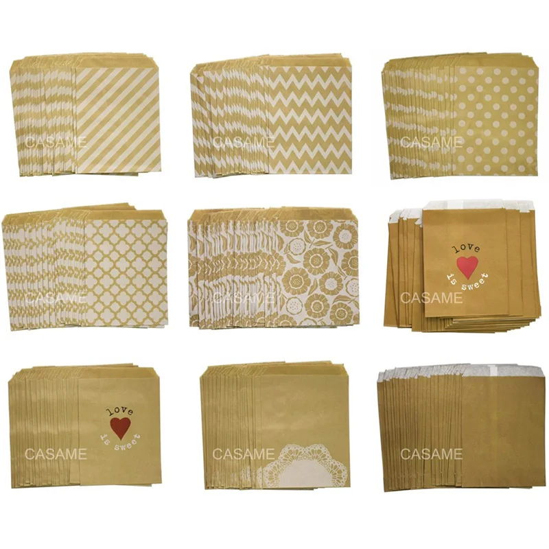 Пакеты для конфет в горошек из крафт бумаги 25 штук|Подарочные сумки и упаковка| |