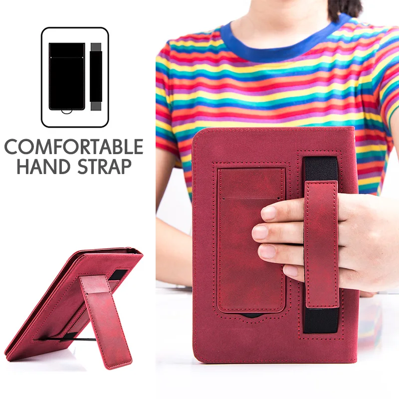 Red wine Чехол для Kindle Paperwhite(5th/6th и 7th/10th Gen)-чехол-подставка премиум класса из искусственной кожи с ремешком на руку и функцией автоматического сна/пробуждения - Цвет: Red wine