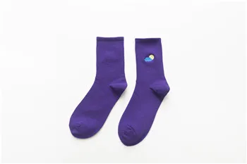 Purple Унисекс, Радужный цвет, мужские носки, 100 хлопок, Харадзюку, погодные носки, мужские стандартные, длина 1 пара - Цвет: Purple