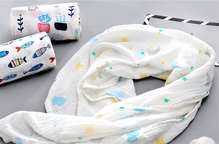 2pcs/set Newborn Baby Blanket Cotton Blanket Cartoon Pattern Multi-use Infant Stroller Cover Towel Baby Muslin Swaddle Wrap