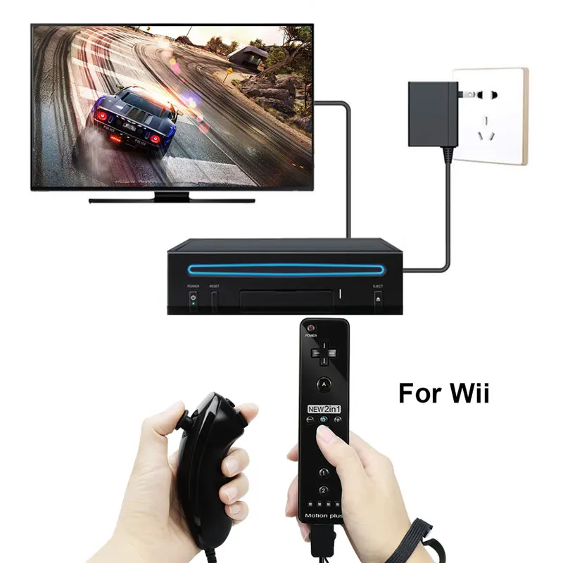 2 в 1 пульт дистанционного управления Nunchuk Combo Встроенный MOTION PLUS для kingd для wii контроллер с защитный силиконовый чехол