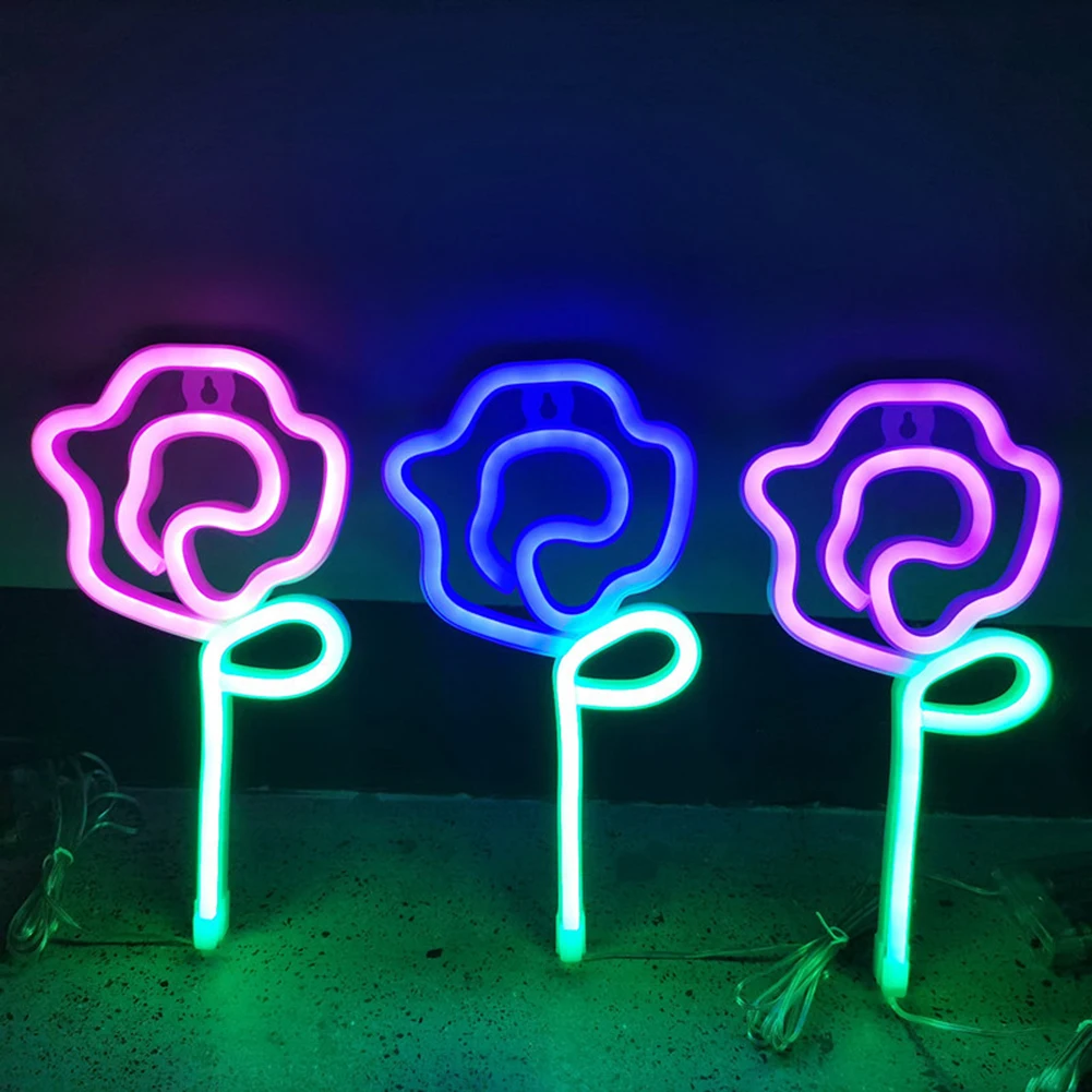 

Роза светодиодсветодиодный акриловая неоновая лампа подвесной светильник с зарядкой от USB ночник магазин бар атмосфера аксессуары для дом...