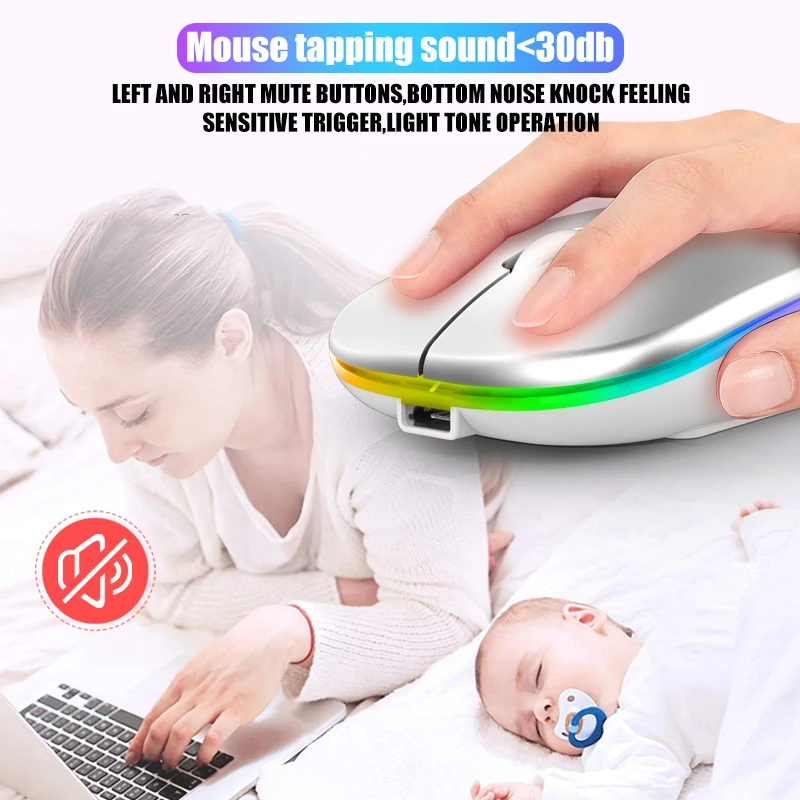 wireless mouse 2 4ghz usb rgb bluetooth 5 2 mouse wireless computer silent mause led backlit ergonomic gaming mouse for laptop free global shipping